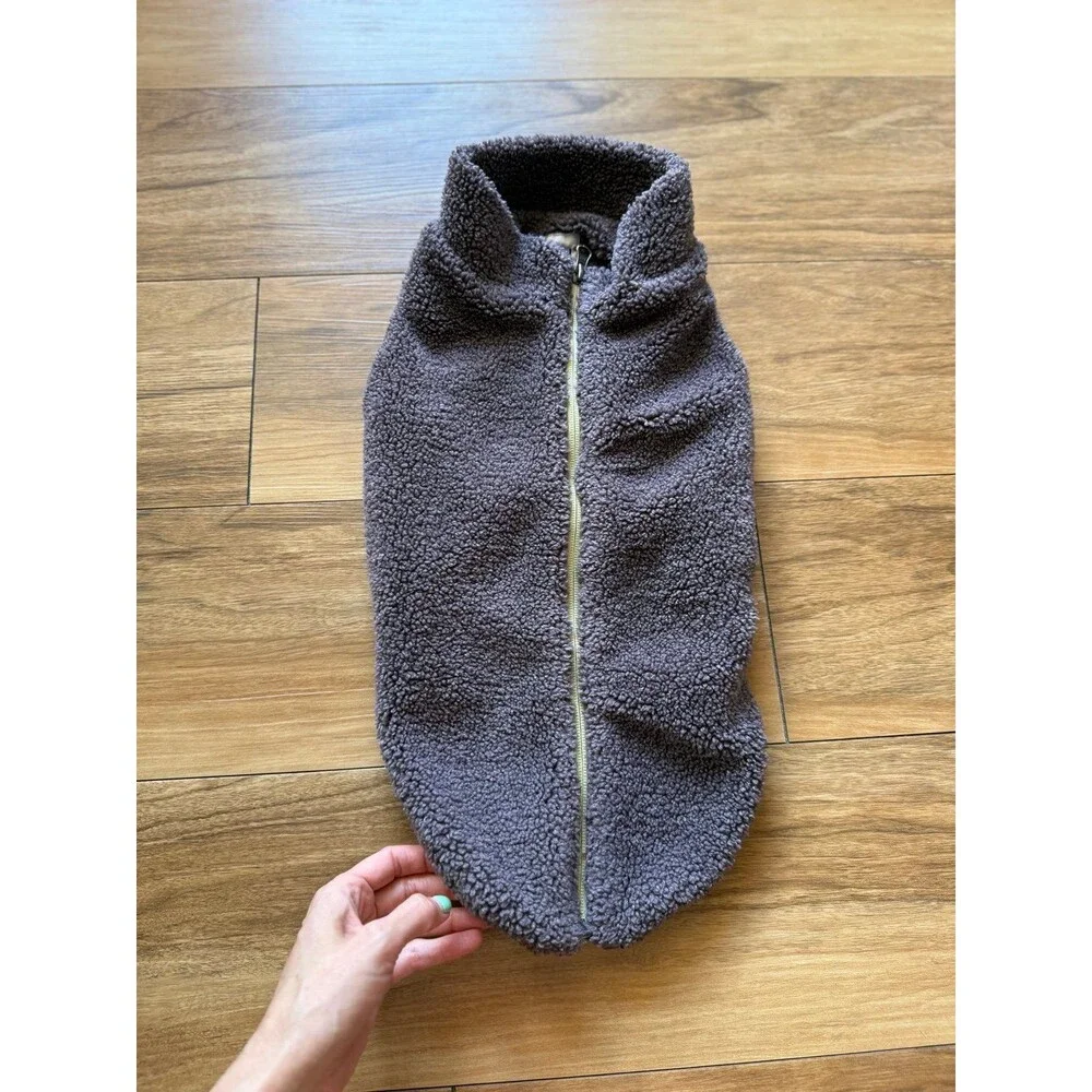 Gooby Zip-Up Fleece Dog Vest Large Charcoal Gray Warm Pet Sweater